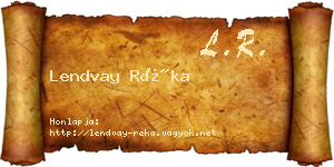 Lendvay Réka névjegykártya